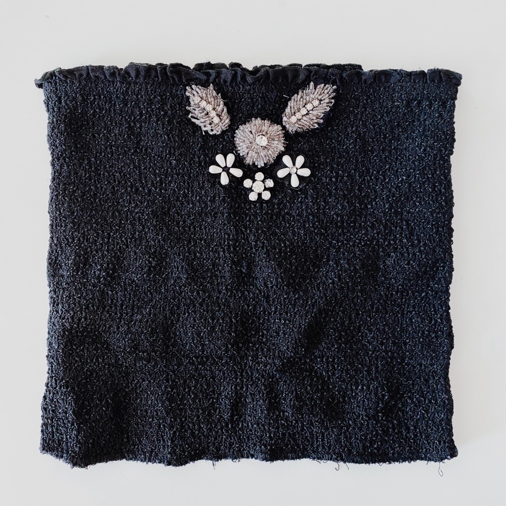 Free People Strapless Bandeau Top w Embellishments